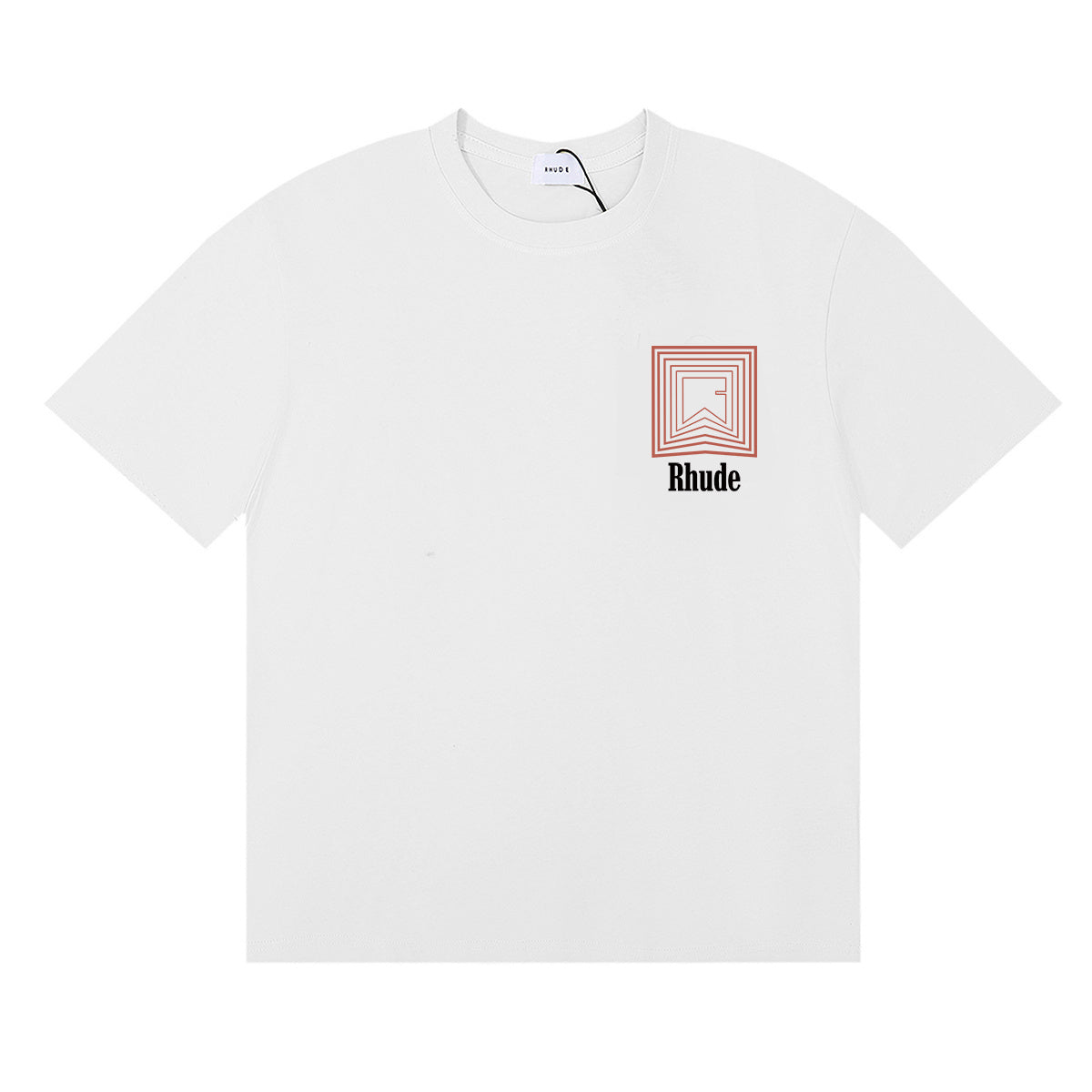 Rhude T Shirts Chevron Red Printed Cotton Casual Short Sleeve Men and Women