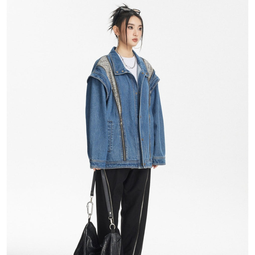 Unisex Jacket Retro Washed Denim Jacket Loose Denim Jacket