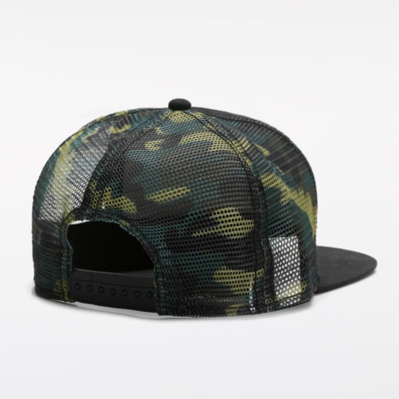 Trendy flat brimmed snapback hats hunting cap spring and summer camouflage mesh breathable