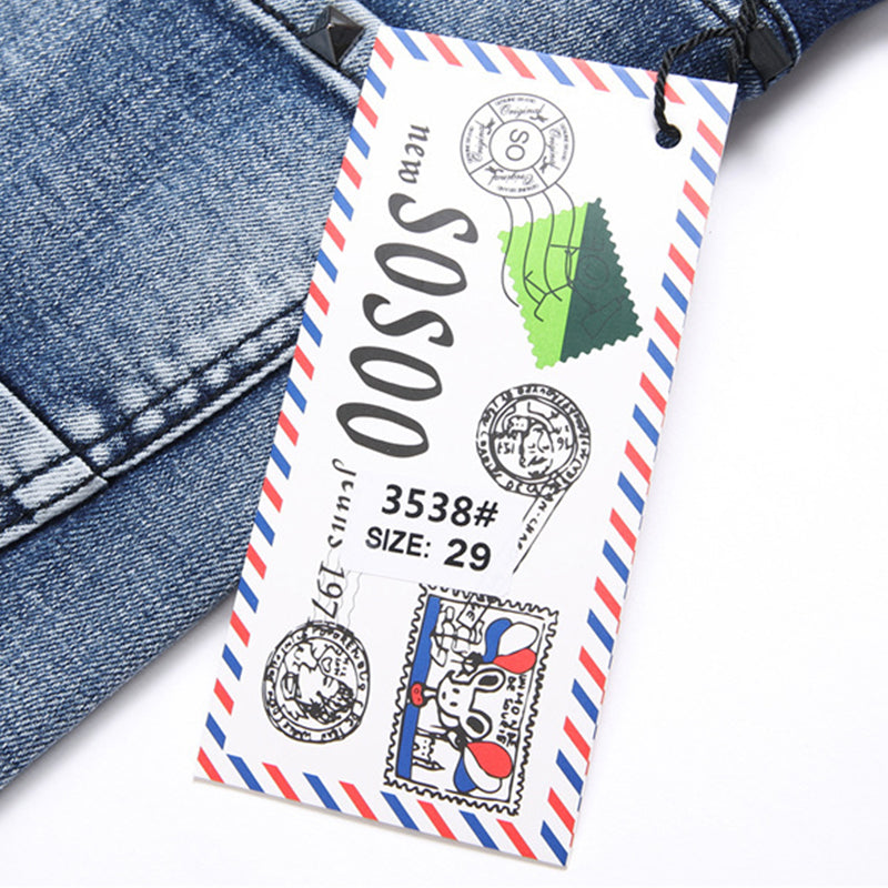 Mens Fashion Jeans Blue and black color scheme 3538#