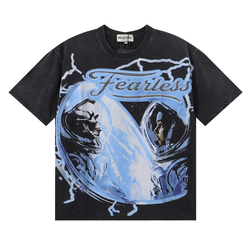 MAJESTIK T Shirts Astronaut Graphic Crop Tee Hot Drill