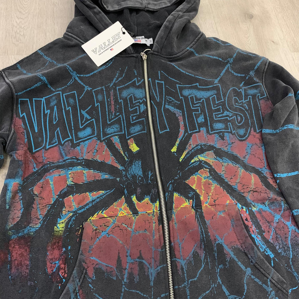 Valeforever Vale Hoodie Spider Web Print Cardigan
