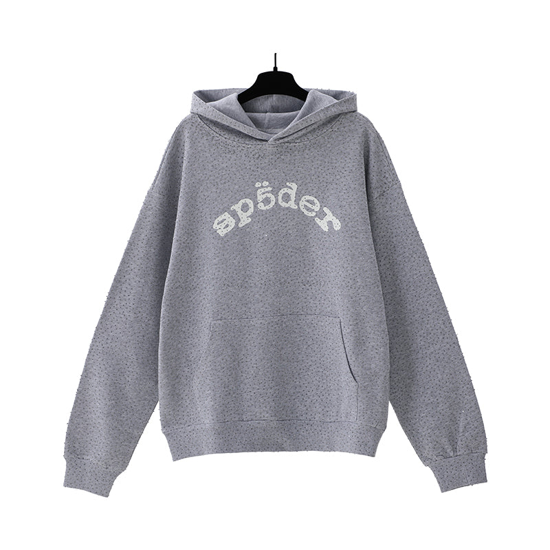 Sp5der Hoodie Cobweb Puff Print Pure Cotton