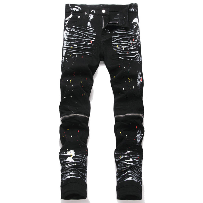 Mens Fashion Jeans White graffiti S8286#