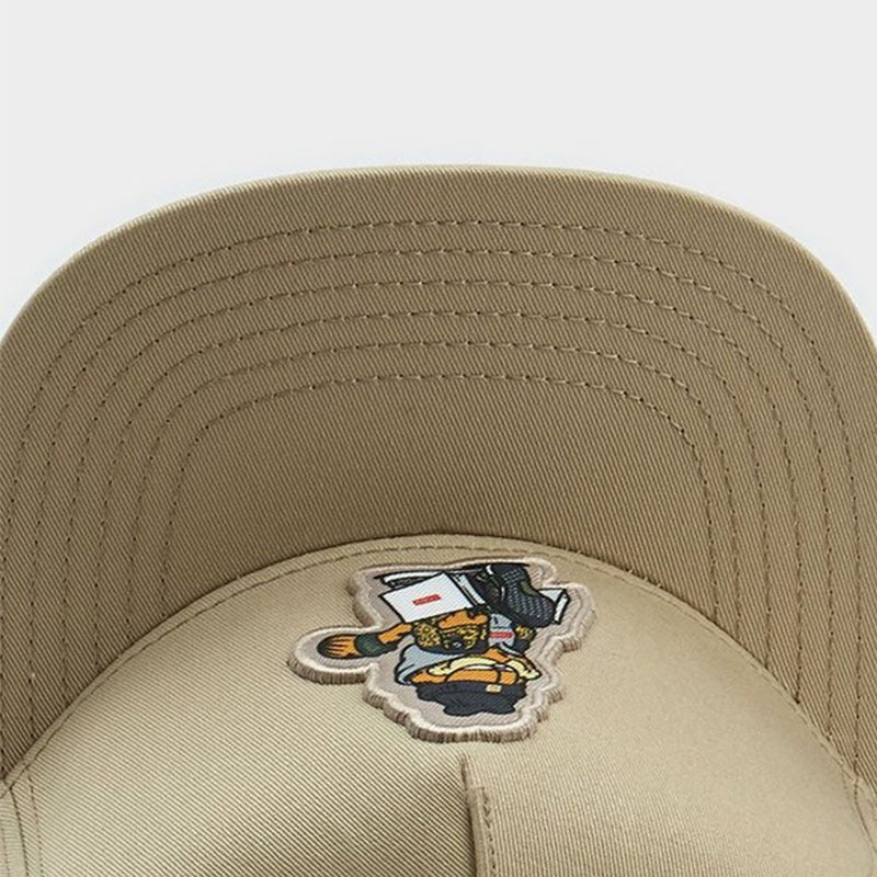 Trendy flat brimmed snapback hats cartoon cat sun and wind protection