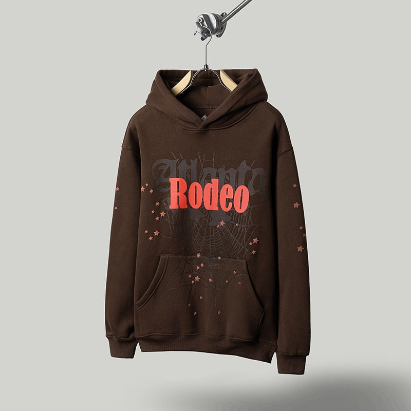 Travis Scott T Shirts FW24 DAYS BEFORE RODEO peripherals spider web print plush hooded sweatshirt
