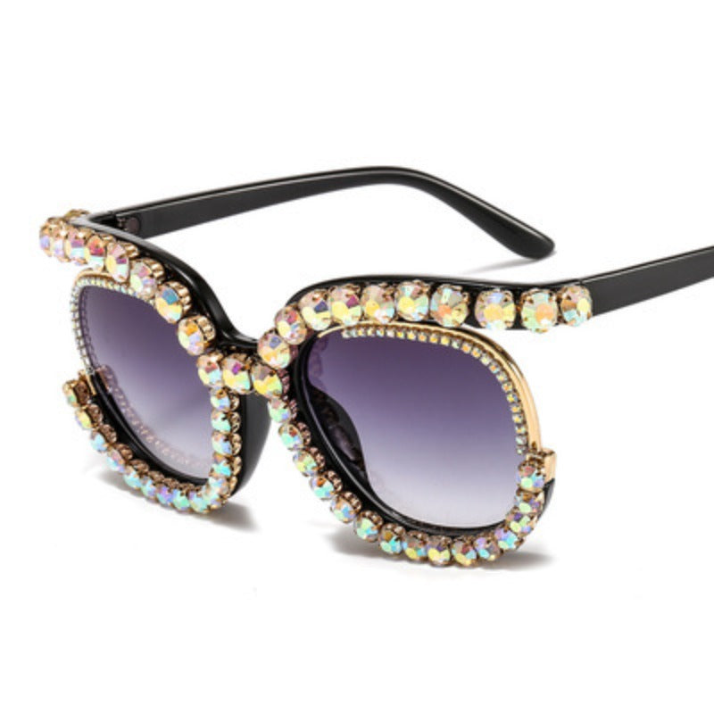 Trendy punk glasses diamond sunglasses