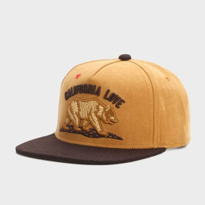 Trendy flat brimmed snapback hats suede cartoon bear