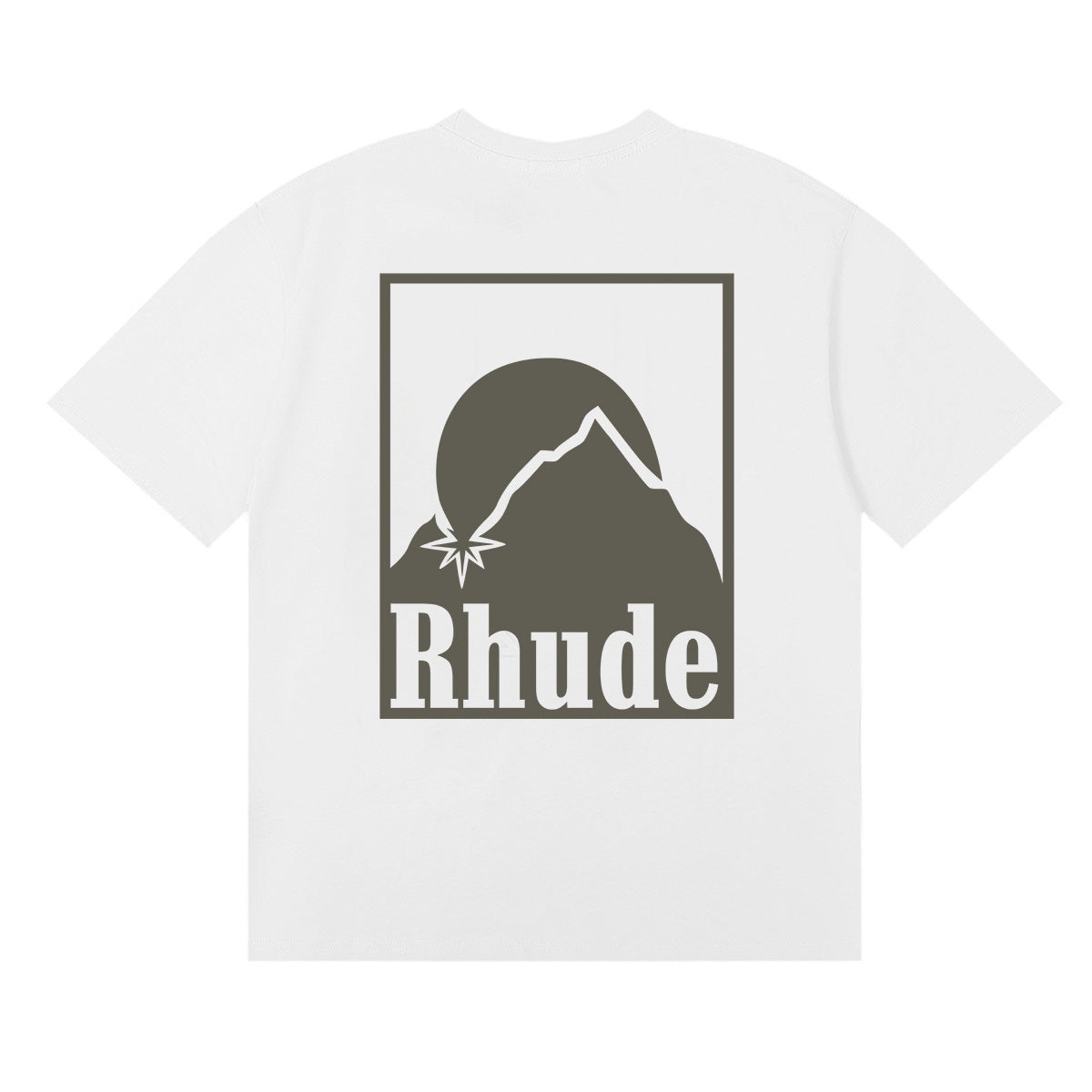 Rhude T Shirts Moon Badge Printing Cotton Casual Short Sleeve Men and Women