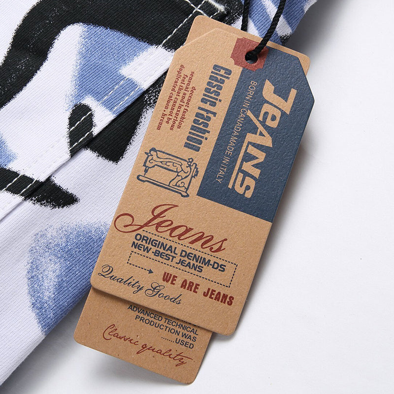 Mens Fashion Jeans Blue paintbrush graffiti 8837#