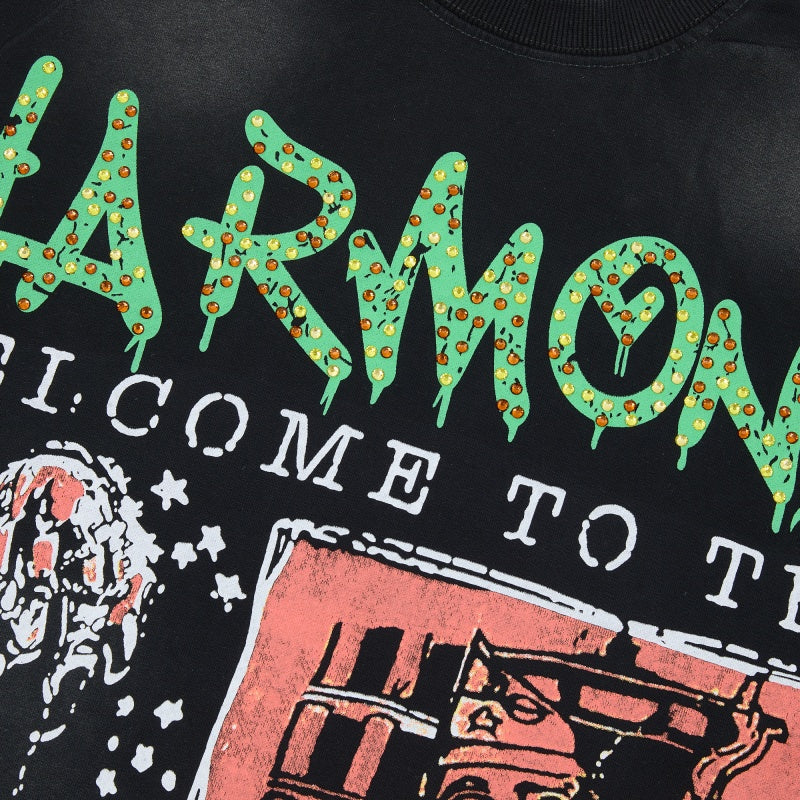 HARMONY T Shirts Street tide brand hot diamond washing water is old