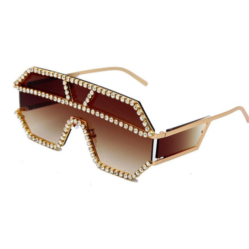 Trendy punk glasses one-piece rhinestones
