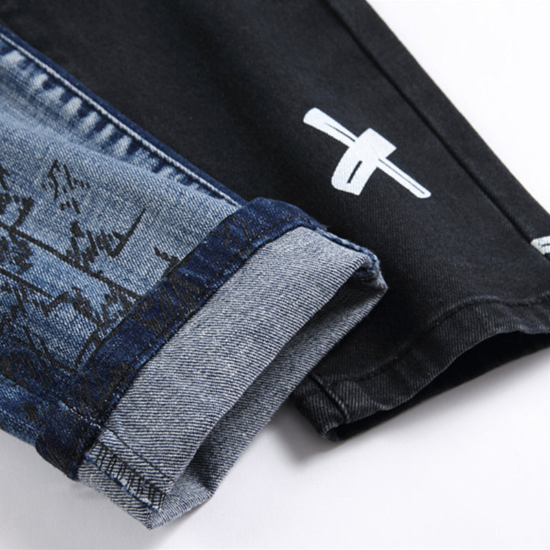 Mens Fashion Jeans Blue and black color scheme 3538#