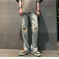 Men Jeans Ripped Jeans Men's Summer Bell-Bottom Pants