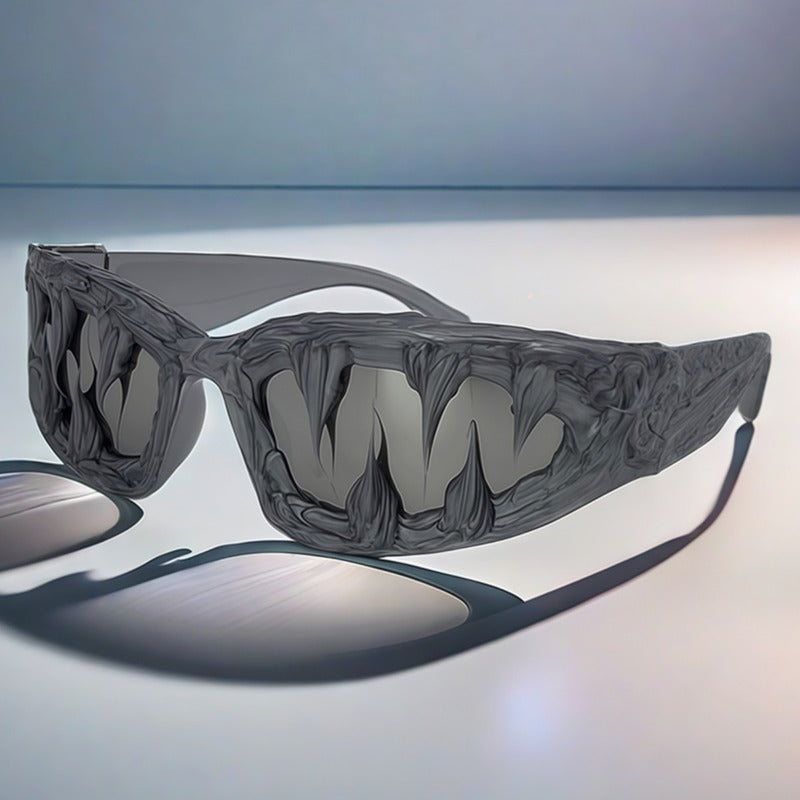 Trendy punk glasses shark teeth glue