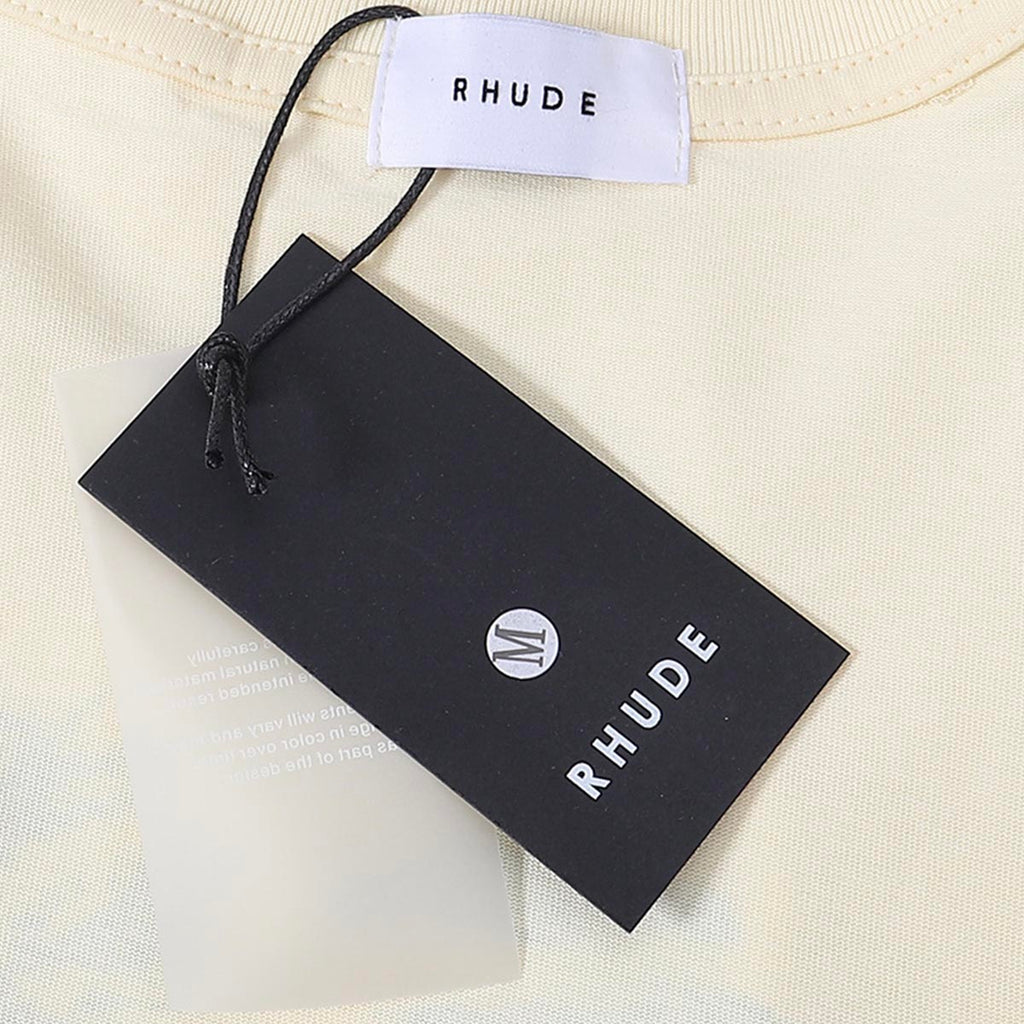 Rhude T Shirts LAGO DI COMO Printed Cotton Casual Short Sleeve Men and Women