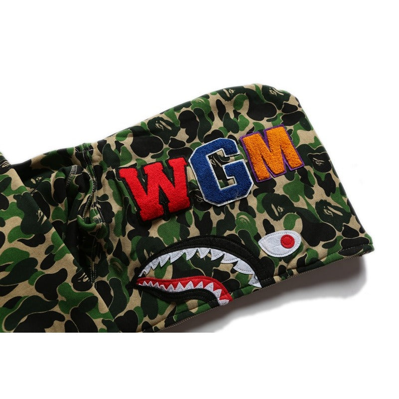 Bathing Ape Hoodie Camouflage Alphabet Embroidery Shark Hooded