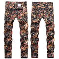 Mens Fashion Jeans Black paintbrush graffiti 8838#