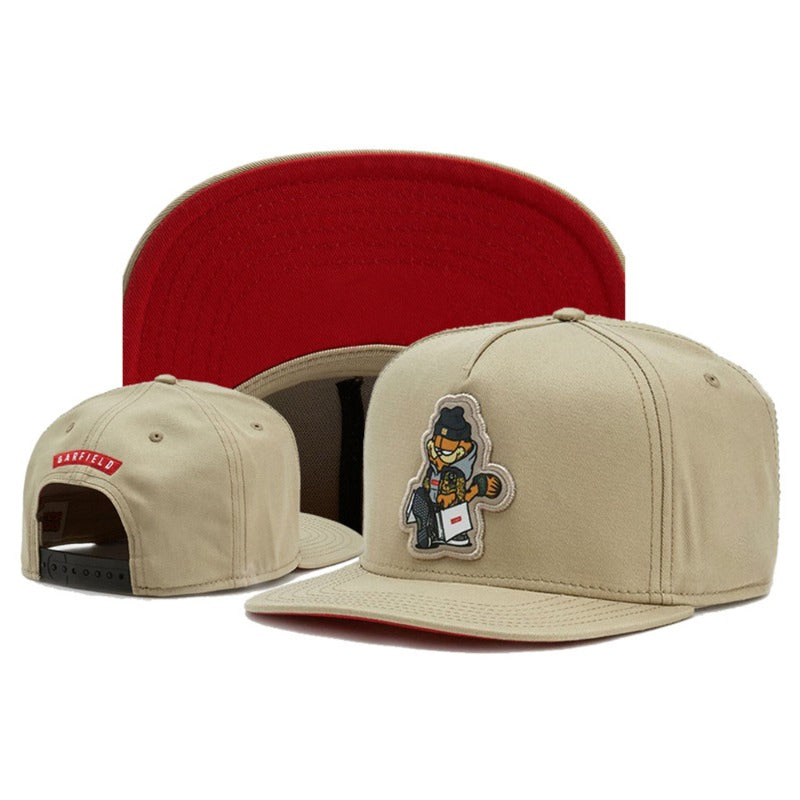 Trendy flat brimmed snapback hats cartoon cat sun and wind protection