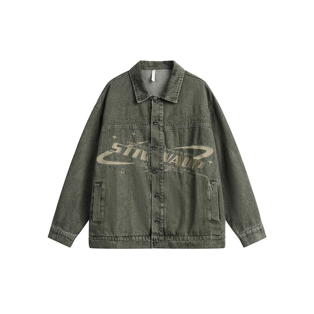 Unisex Jacket Vintage Embroidered Loose Lapels Jacket Spring and Autumn Coat
