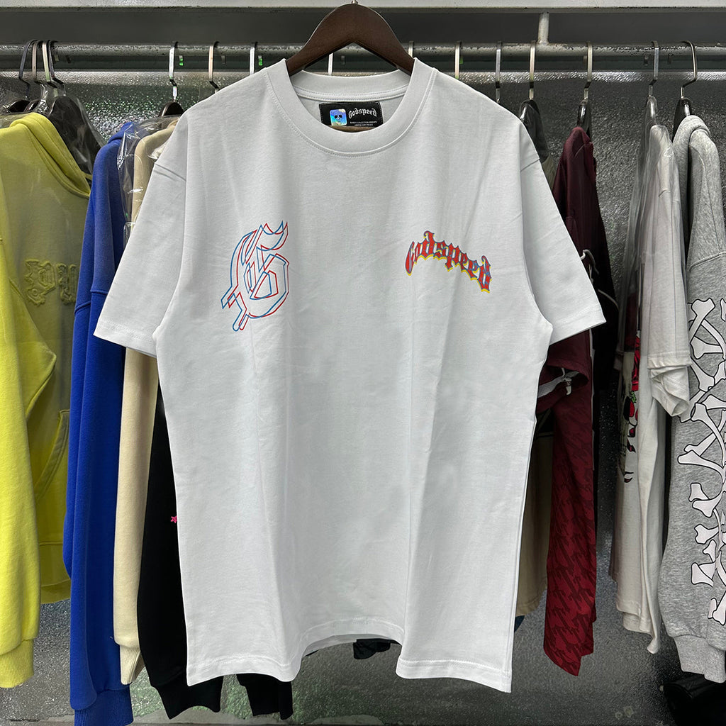 Godspeed T Shirts Great Western Skull Denim Cactus Print Cotton Casual Short Sleeve Men and Women