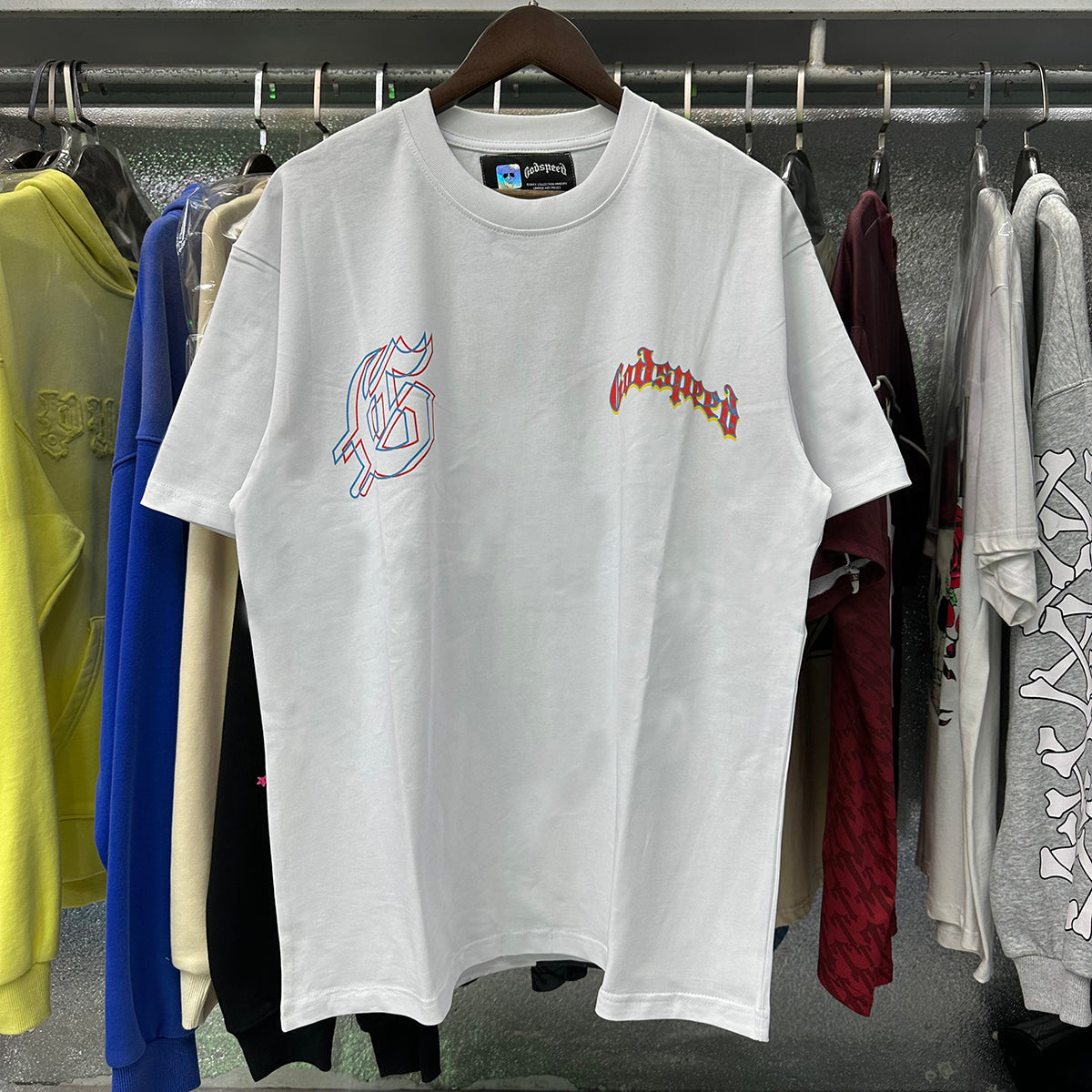 Godspeed T Shirts Great Western Skull Denim Cactus Print Cotton Casual Short Sleeve Men and Women