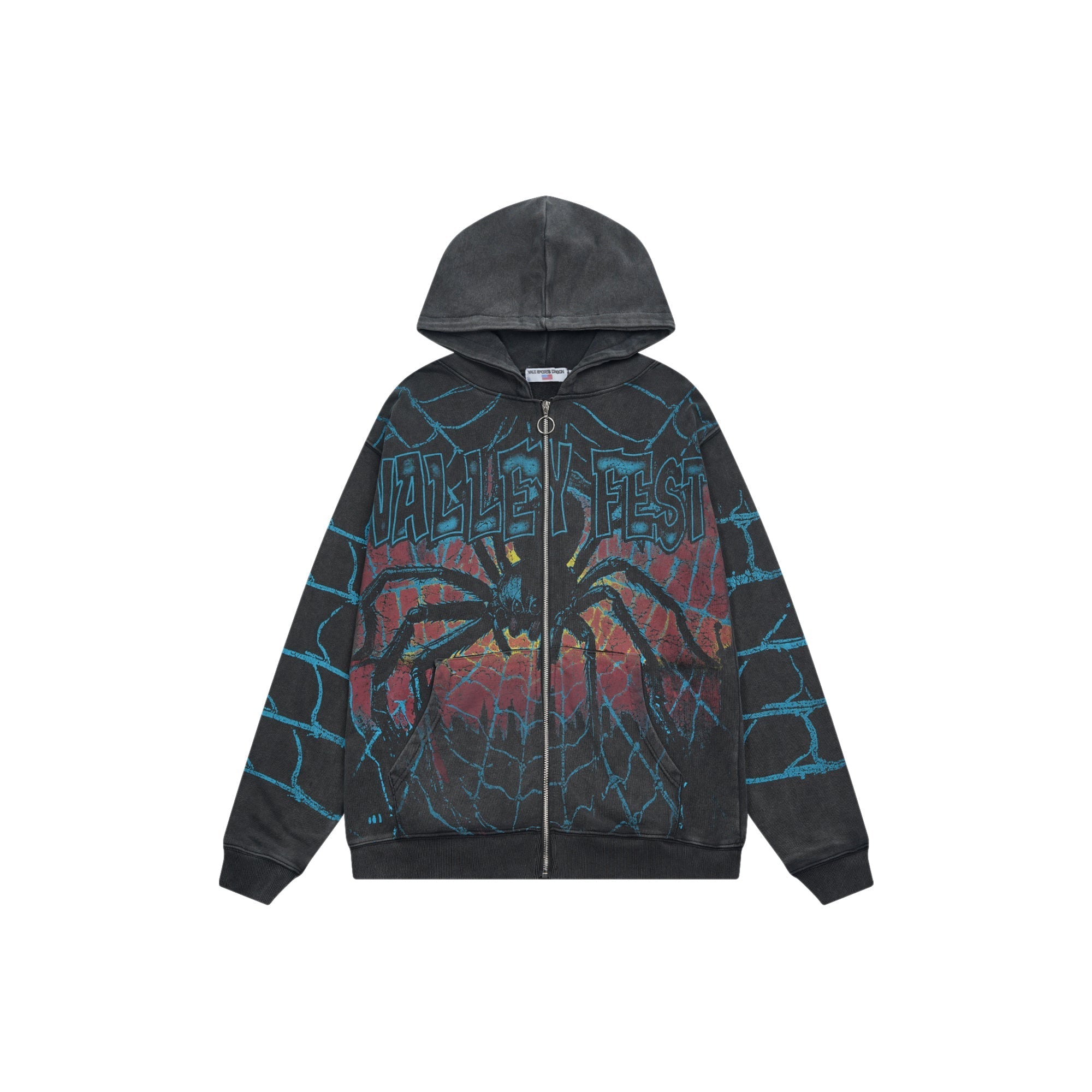 Valeforever Vale Hoodie Spider Web Print Cardigan
