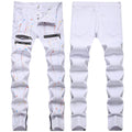 Mens Fashion Jeans Pants pocket zipper Color splatter ink 1168#