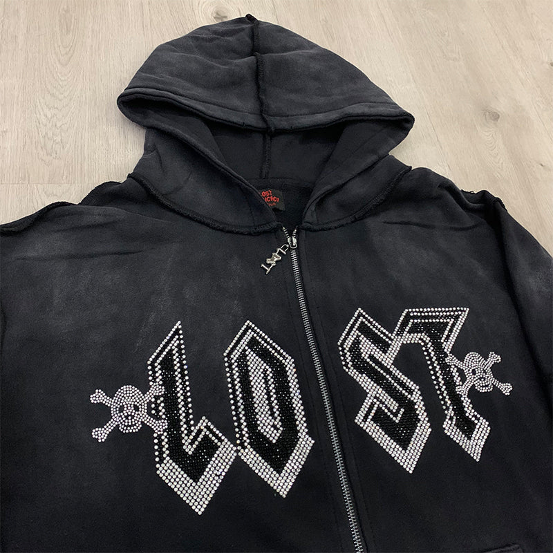 Lost intricacy Hoodie rhinestones