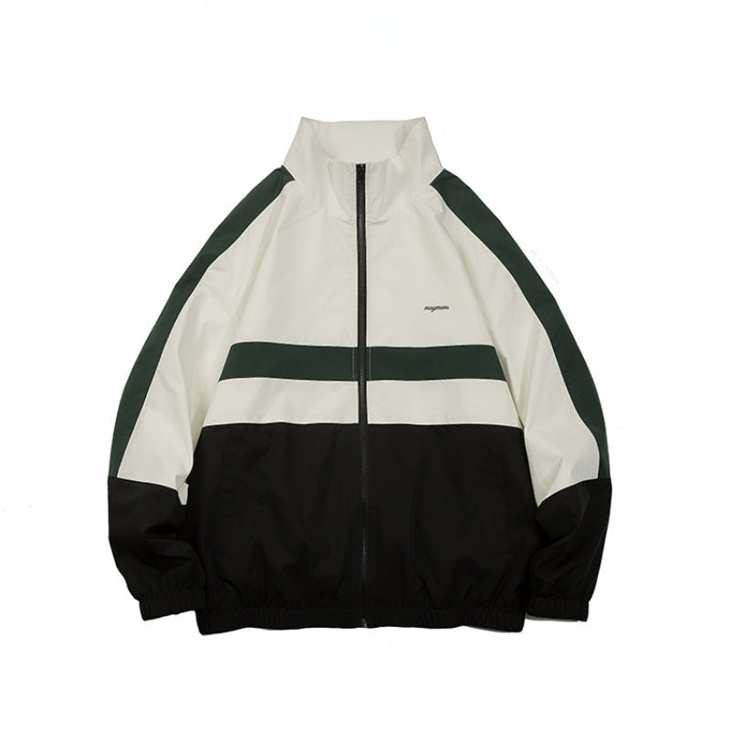 Unisex Jacket Vintage Sports Jacket Loose Half Zipper Pullover Coat