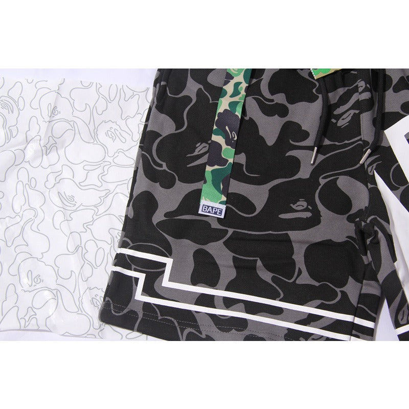 Bathing ape Bape Shorts camouflage alphabet shark shorts men cotton terry lightning