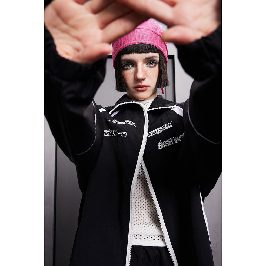 Unisex Jacket Vintage Sports Jacket Men's and Women's Patchwork Stand-up Collar Jacket