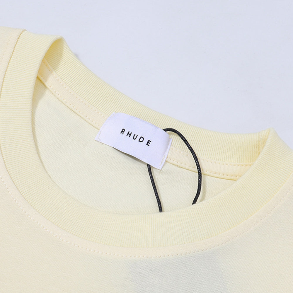 Rhude T Shirt Flag Floral Print Short Sleeve T-Shirt