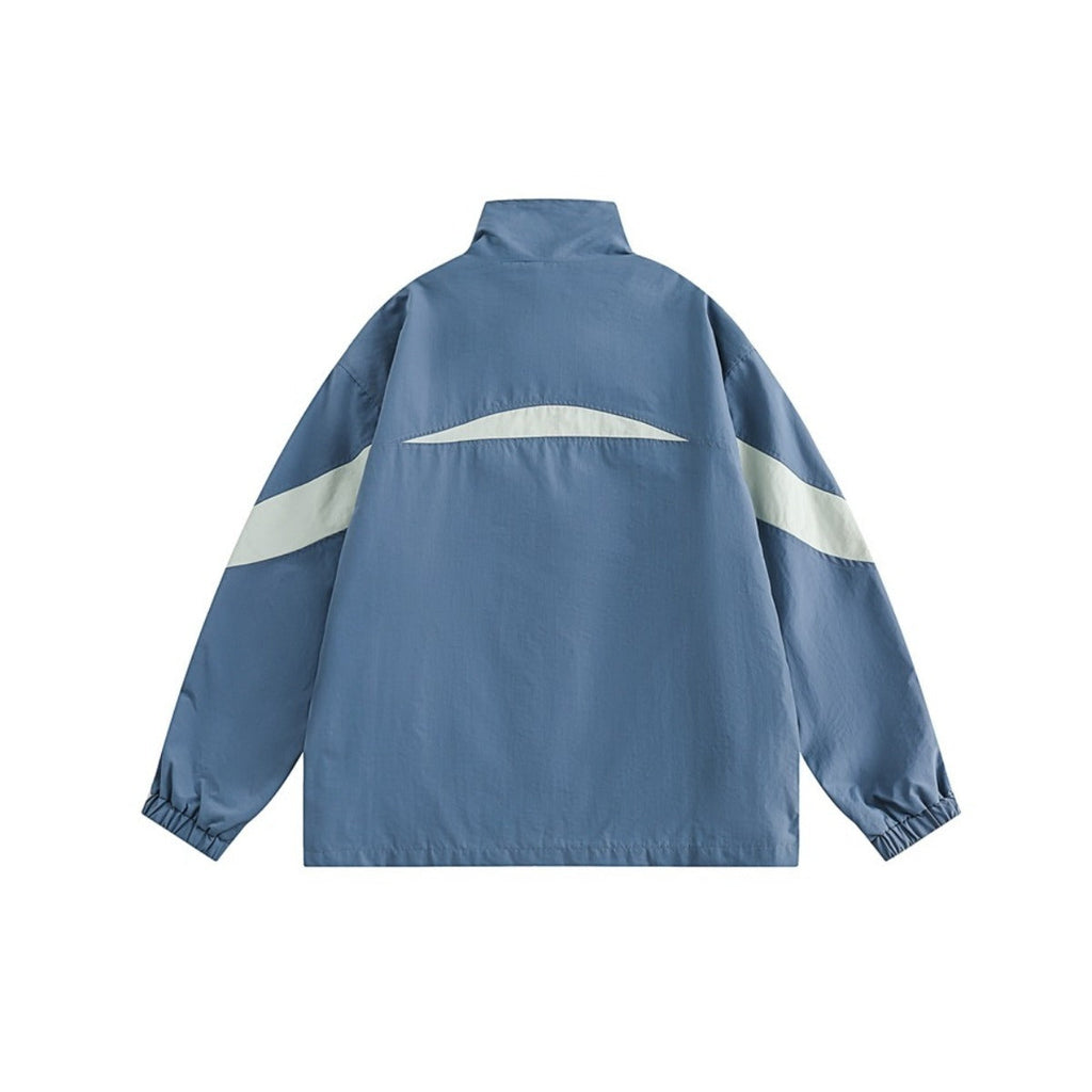 Unisex Jacket Vintage Sports Jacket Men's and Women's Patchwork Stand-up Collar Jacket