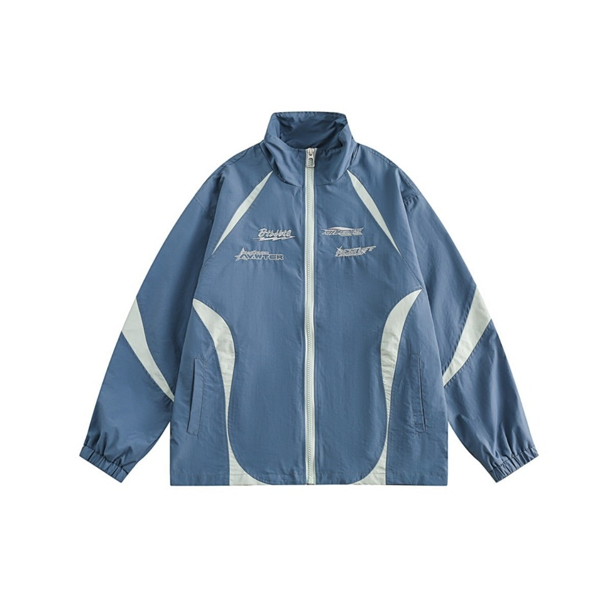 Unisex Jacket Vintage Sports Jacket Men's and Women's Patchwork Stand-up Collar Jacket