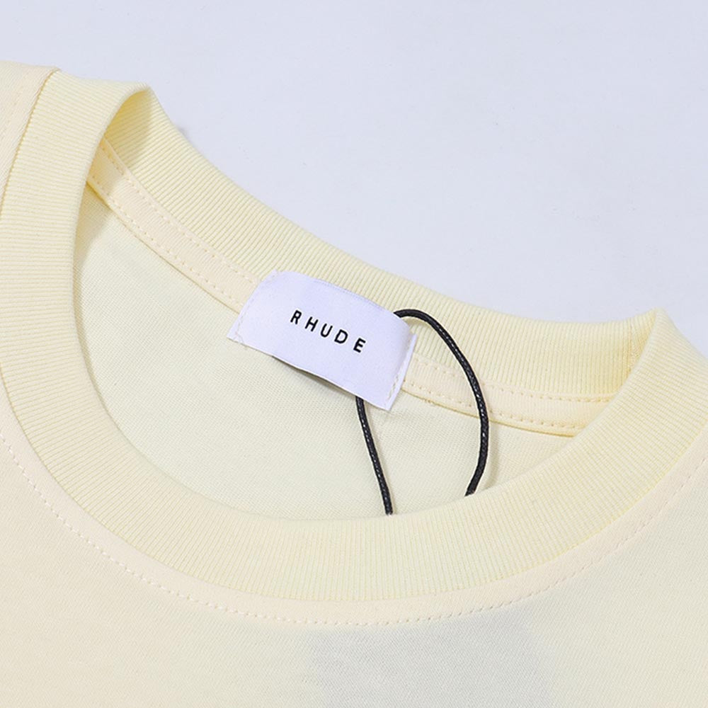 Rhude T Shirts Coconut Racing Printed Cotton Casual Short Sleeves Men and Women
