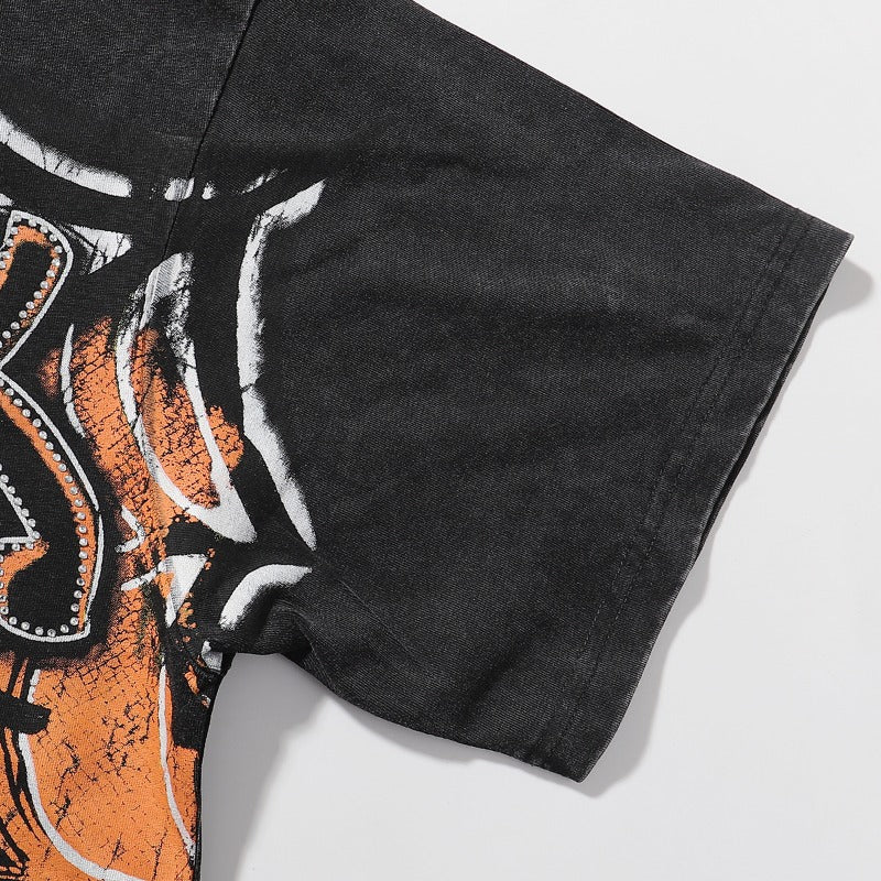MAJESTIK T Shirts Tarantula Garment Dyed Printing Crop Tee