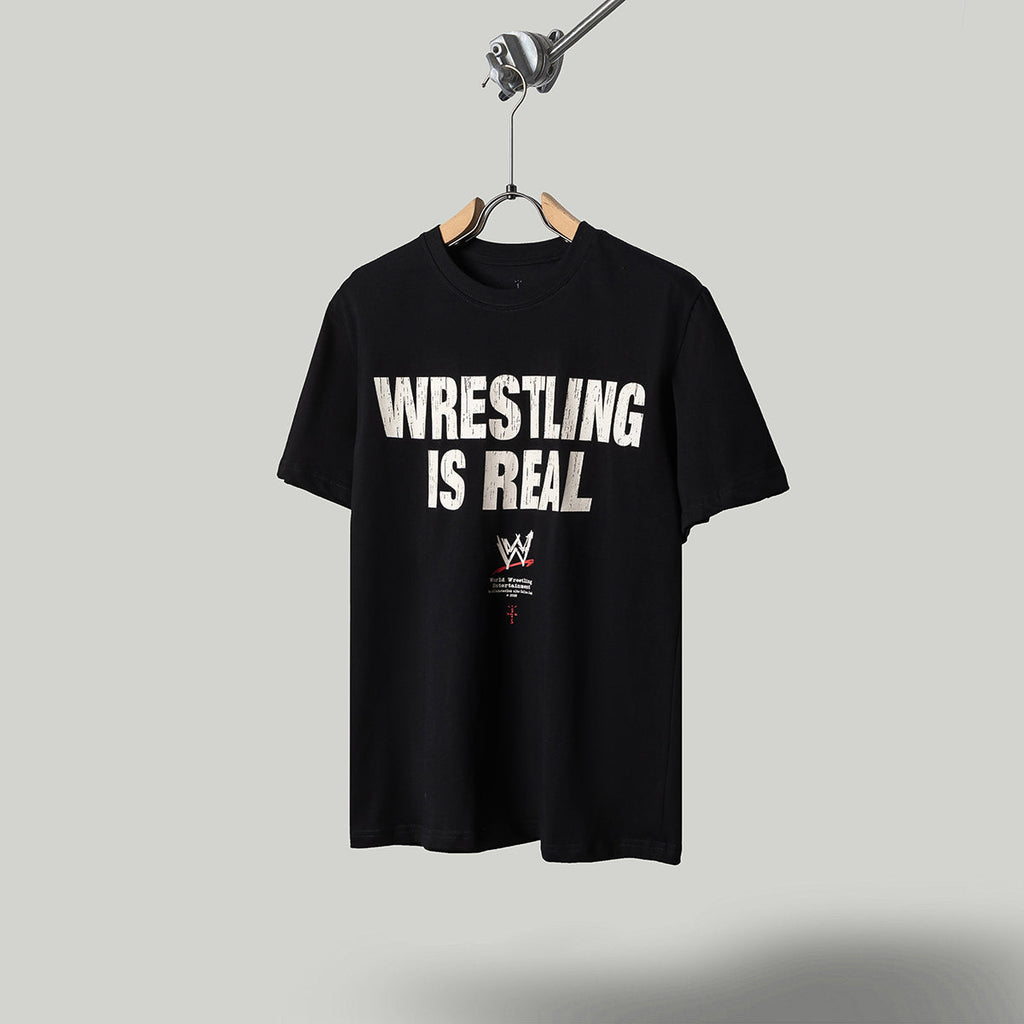 Travis Scott T Shirts x WWE collaboration: John Cena and Dwayne Johnson pose for a photo together. Letter-printed retro short-sleeved T-shirt.