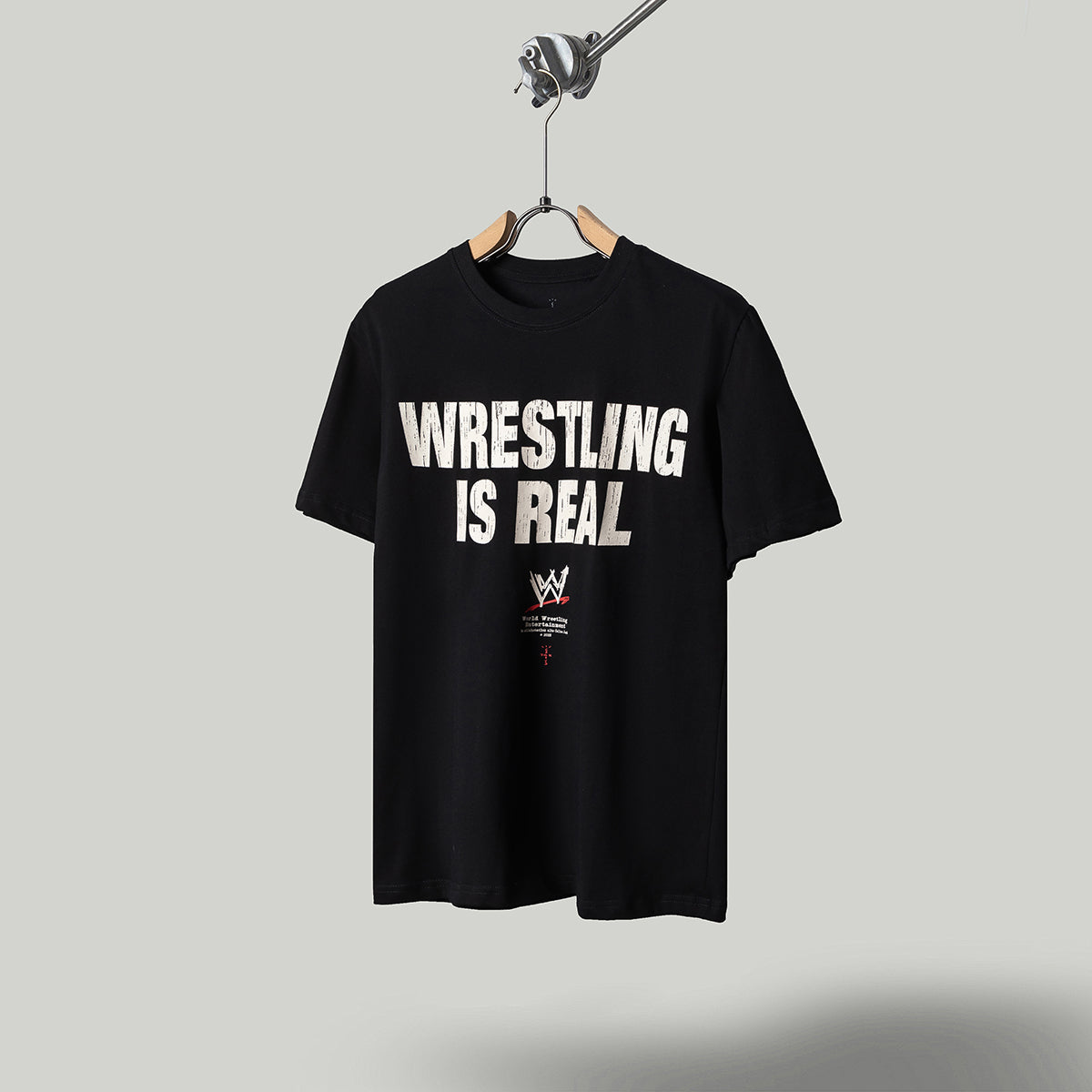 Travis Scott T Shirts x WWE collaboration: John Cena and Dwayne Johnson pose for a photo together. Letter-printed retro short-sleeved T-shirt.