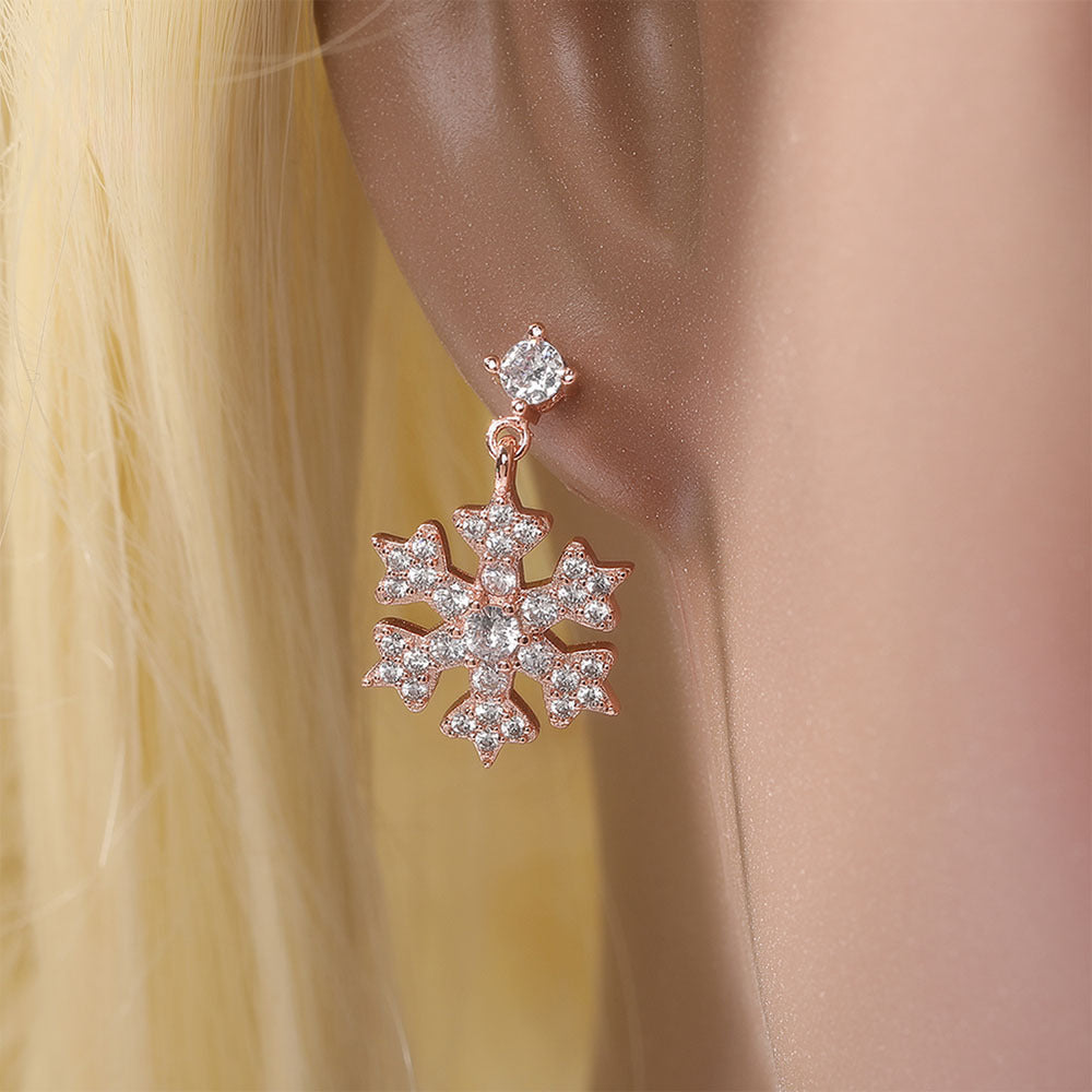 Earrings Christmas Gift Snowflake Shaped Zircon Earrings St. Valentine's Spectrum snowflake