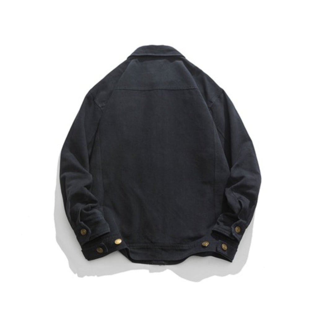 Unisex Jacket Retro Overalls Style Jacket Men's Large Loose Pockets Turn-down Collar Coat