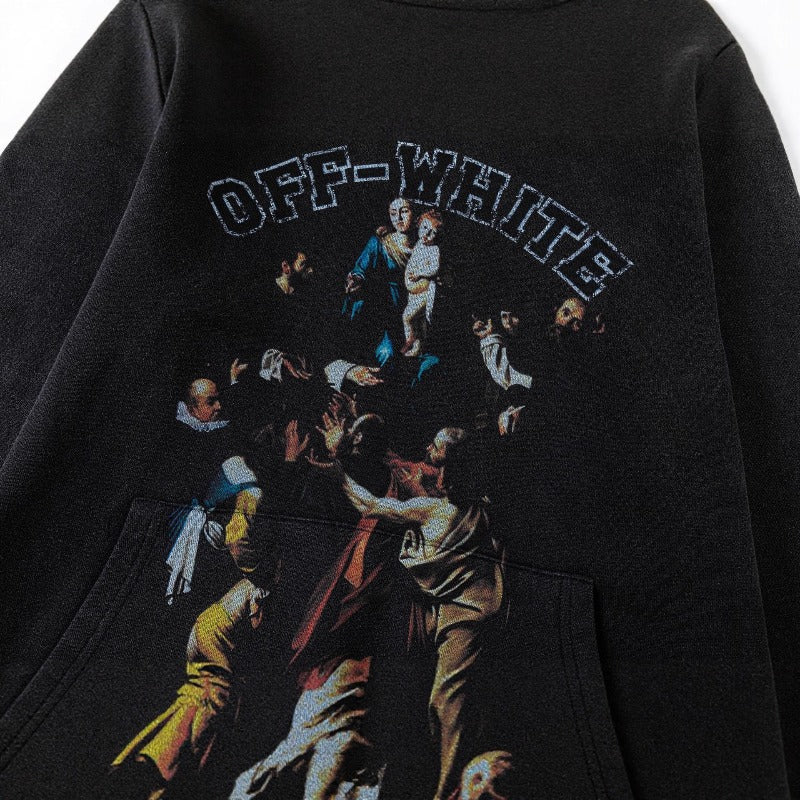 OW  hoodie oil painting series pattern pullover hooded