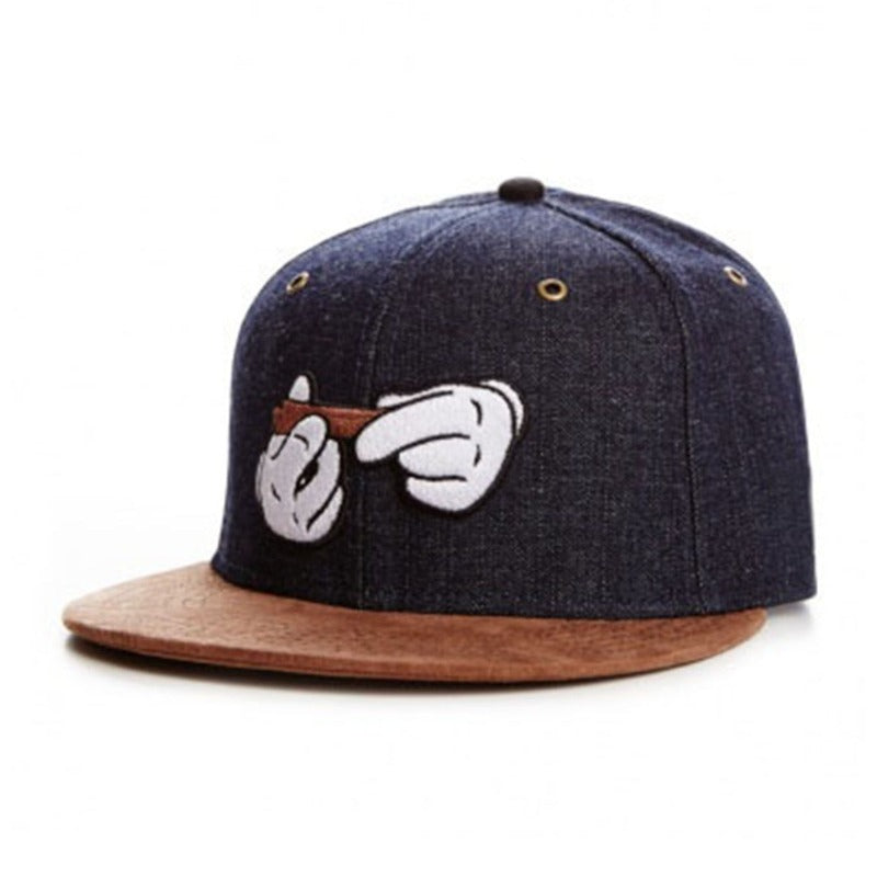 Trendy flat brimmed snapback hats summer cartoon sunshade breathable