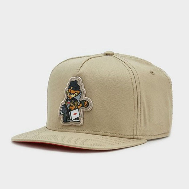 Trendy flat brimmed snapback hats cartoon cat sun and wind protection
