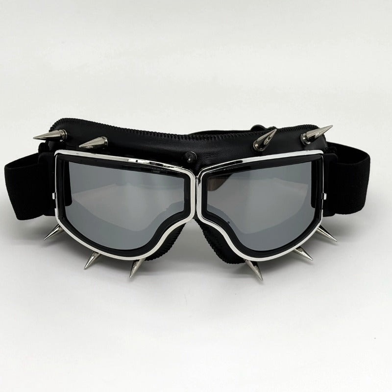 Trendy punk glasses retro leather binding