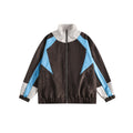 Unisex Jacket Vintage Color Matching Sports Jacket Stand Collar Jacket
