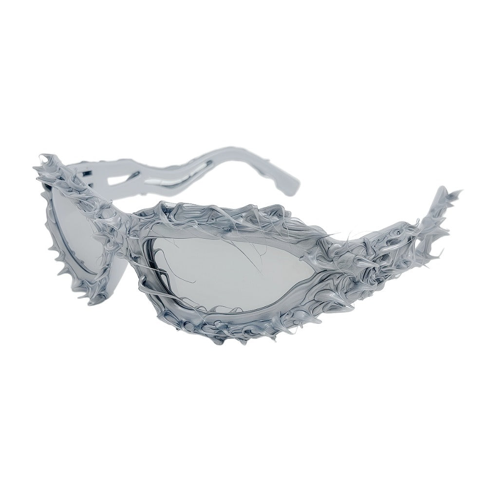 Trendy punk glasses y2k epoxy resin irregular shape