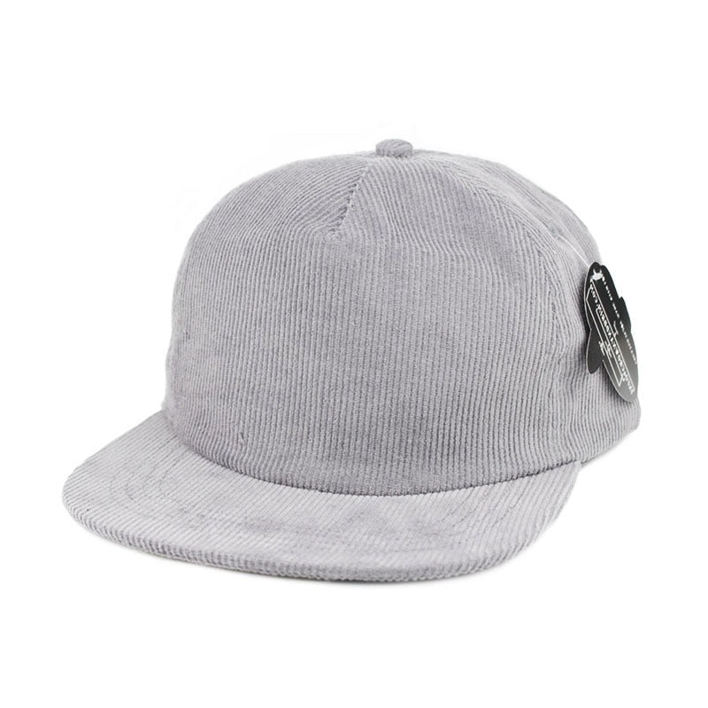 Trendy flat brimmed snapback hats corduroy retro