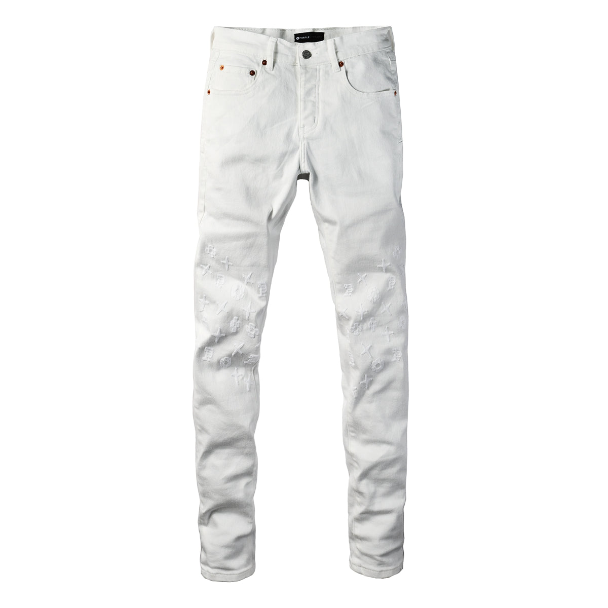 Mens trendy purple jeans, 100% cotton High Street Distressed
