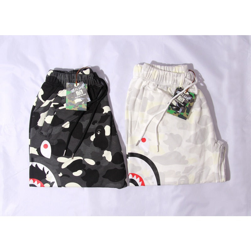 Bathing ape Bape Shorts Camo luminous shark side print five-point pants straight beach pants